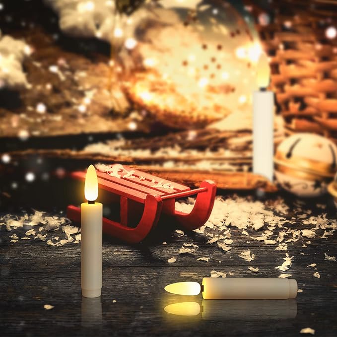 20 PCS Flameless LED Taper Candles Flickering Flame Battery Operated with Remote & Timer Warm White Christmas Tree Candle Lights for Home Kitchen Garden Birthday Party Decoration (20 PCS,Ivory)-VerdiqueGarden