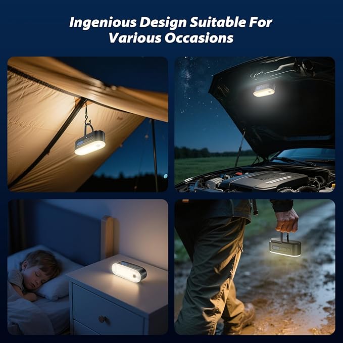 Motion Sensor Camping Lights,Rechargeable Camping Lantern, Portable Hanging Tent Lights,IPX5 Waterproof Emergency Light for Outdoor,SOS Mode Hurricane Power Outages,Magnet Work Light,2 Pack-VerdiqueGarden