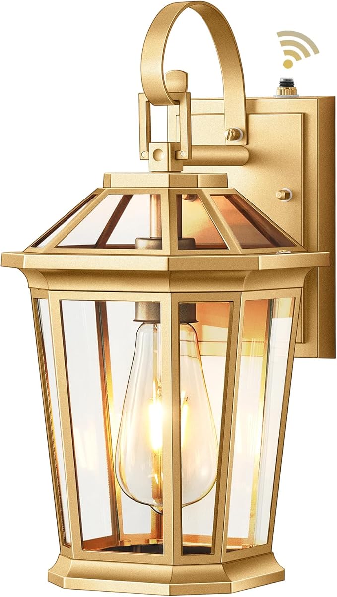 VIANIS Outdoor Porch Lights Wall Mount, Dusk to Dawn Exterior Light Fixture for House, 100% Anti-Rust Aluminum Waterproof Porch Light Outside Wall Lights, Gold Wall Sconce Lanterns for Garage-VerdiqueGarden