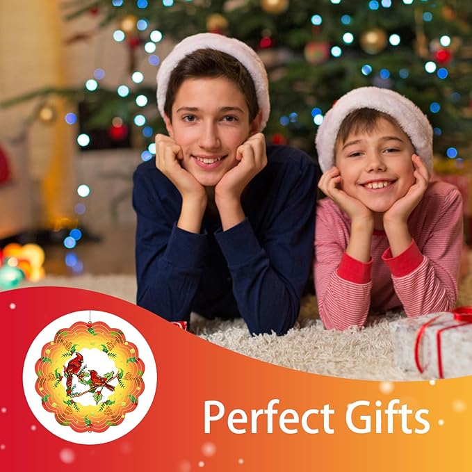 Cardinal Wind Spinners Metal Cardinal Gifts for Women, Mom, Grandma,12inch Hanging Wind Spinner for Outdoor&Indoor Decor Wind Kinetic Christmas Mother Ornament for Yard Garden Decoration-VerdiqueGarden