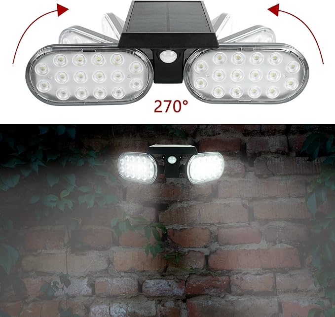 Luwint Solar Motion Lights Outdoor, Waterproof Solar Powered Flood & Security Lights for Outside, 2 Heads Swivel 360 Angle Solar Lights with Ground Stake-VerdiqueGarden