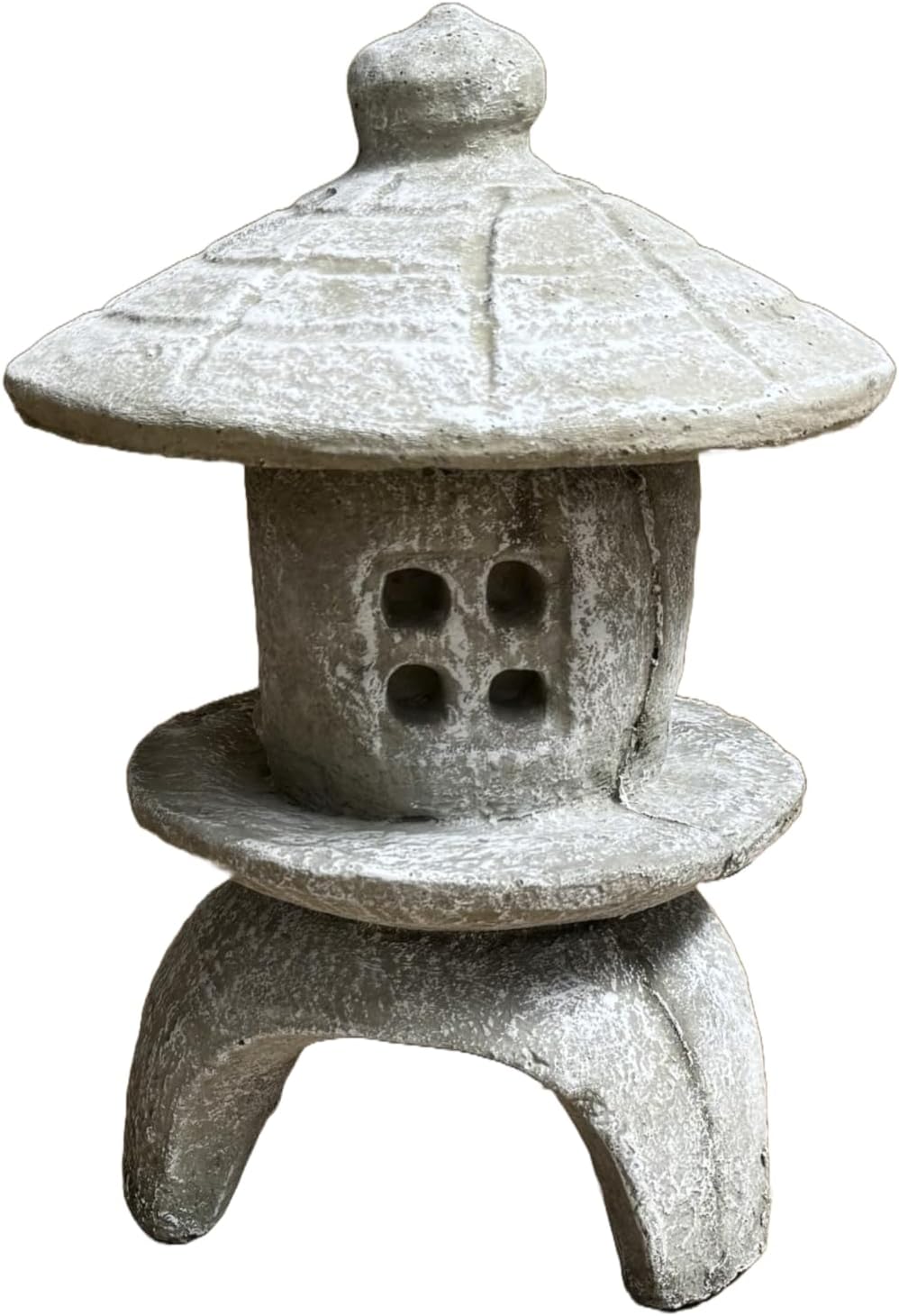 Solid Rock Stoneworks Small Round Concrete Pagoda Statue for Garden, Japanese/Chinese/Asian Style- Marble Tone Color-VerdiqueGarden