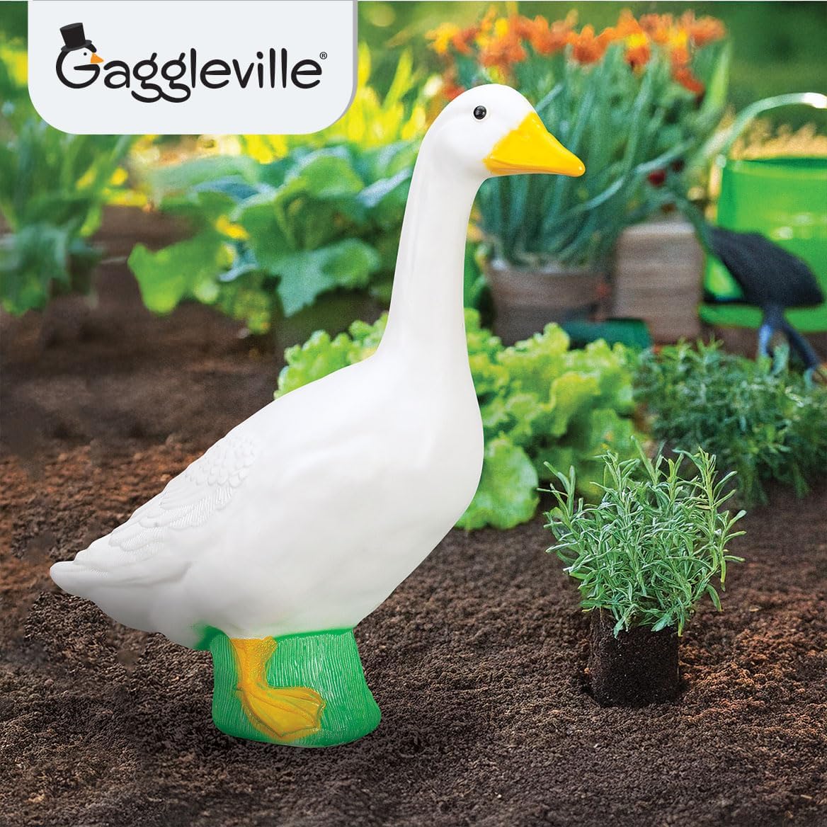 Fox Valley Traders Gaggleville Porch Goose Large White Goose Statue – Charming 23" Outdoor Decorative Figurine for Garden, Patio, or Entryway Accent-VerdiqueGarden