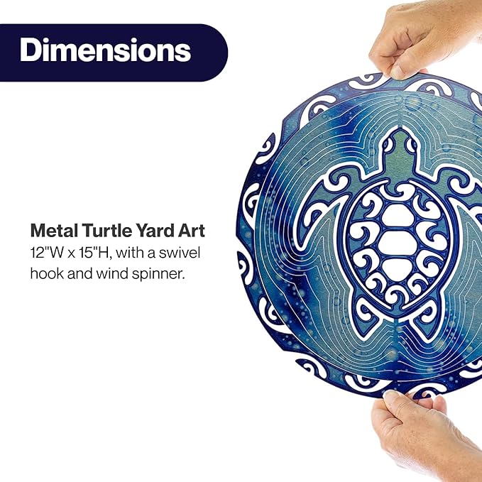 VP Home Tribal Turtle Kinetic Wind Spinners for Yard and Garden Wind Spinner Outdoor Metal Large Hanging Turtle Decor 3D Garden Art Wind Sculpture Spinners Kinetic Art Lawn Ornaments, 12x15 inches-VerdiqueGarden