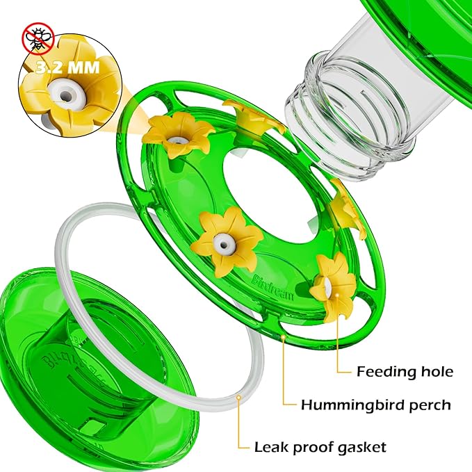 Birdream Hummingbird Feeder for Outdoors Hanging 40oz 10 Feeding Ports, 2 Pack Humming Bird Feeder with Ant Moat Brush Leak Proof - Green-VerdiqueGarden