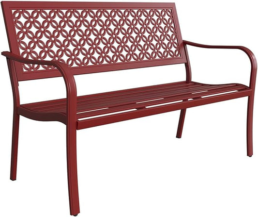 Grand patio 50" Outdoor Bench Garden Bench with Armrests Bench for Outdoors Lawn Yard Porch Red-VerdiqueGarden