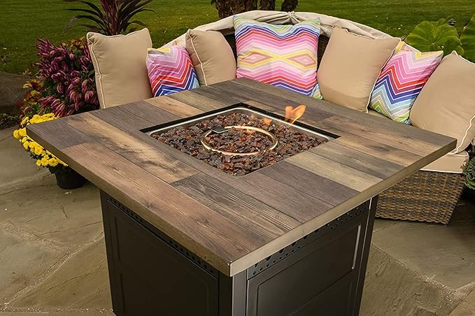 DualHeat by Endless Summer, The Harris, 38" Square Propane Gas Outdoor Fire Pit/Patio Heater-VerdiqueGarden