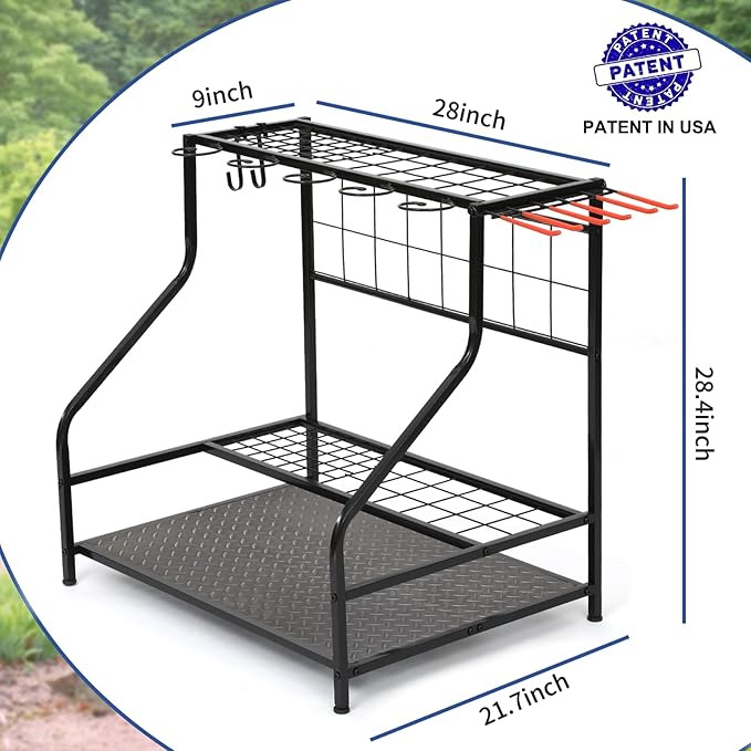 Garden Tool Organizer for Garage, Garden Tool Rack, Up to 58 Long Handled Tools, Yard Tool Holder for Garage, Shed, Outdoor, Tool Stand, Black (Garden Tool Rack)-VerdiqueGarden