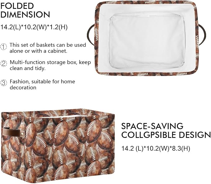 Football Rectangular Storage Basket Organizer Bin Shelf Baskets For Home Office Dorm-VerdiqueGarden