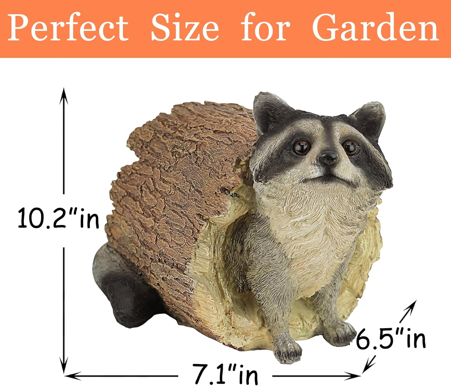 Raccoon Outdoor Animal Statue - Lifelike Raccoon Figurine, Woodland Theme Animal Decor, Home & Garden Decor Accent, Decorative Statue & Sculpture-VerdiqueGarden