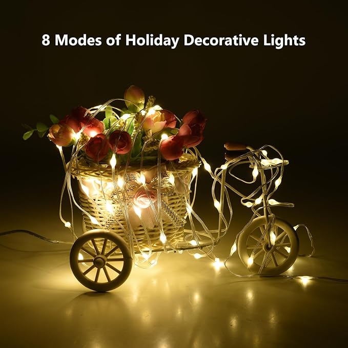 300 LED Fairy Lights Plug in - 100ft Waterproof Twinkle Lights for Bedroom, Outdoor & Indoor, 8 Modes Timer String Lights with Adapter - Warm White LED Fairy Lights for Garden, Christmas Decor-VerdiqueGarden