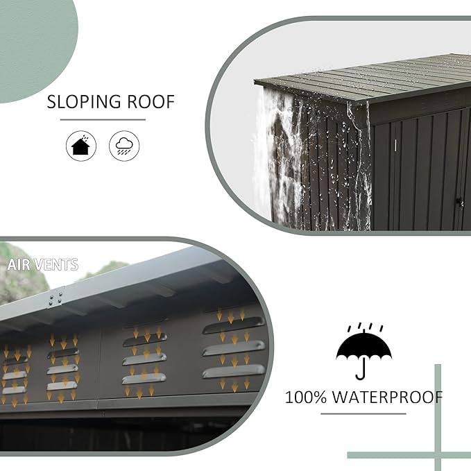 Domi Outdoor 5’ x 3’ Storage Shed, Metal Sheds Tool Storage Slope Roof with Lockable Door & Air Vents, Outdoor Galvanized Steel Sheds for Backyard,Garden,Patio,Lawn-VerdiqueGarden