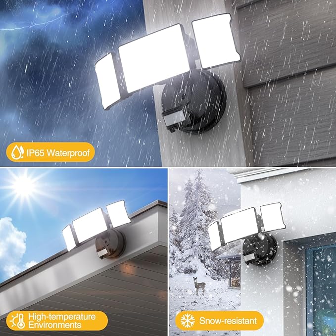 Onforu 65W Motion Sensor Outdoor Lights, 6000lm 6500K Daylight Flood Light Outdoor Motion Sensor, IP65 Waterproof Motion Detected Lights for Outside, Hardwired LED Security Light for Garage Yard-VerdiqueGarden