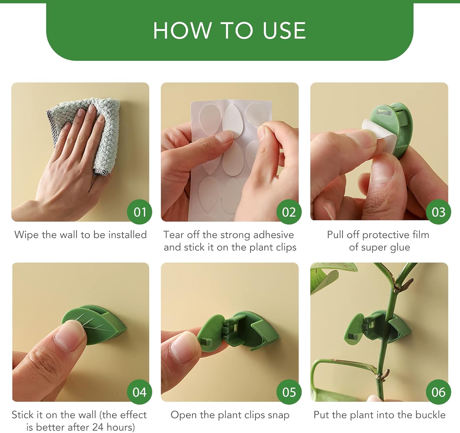 Plant Climbing Wall Fixture Clips 40 Pcs, Garden Vegetable Plant Support Binding Clip Invisible Wall Vines, Self-Adhesive Clips Plant Vine Traction for Indoor Outdoor Decoration-VerdiqueGarden