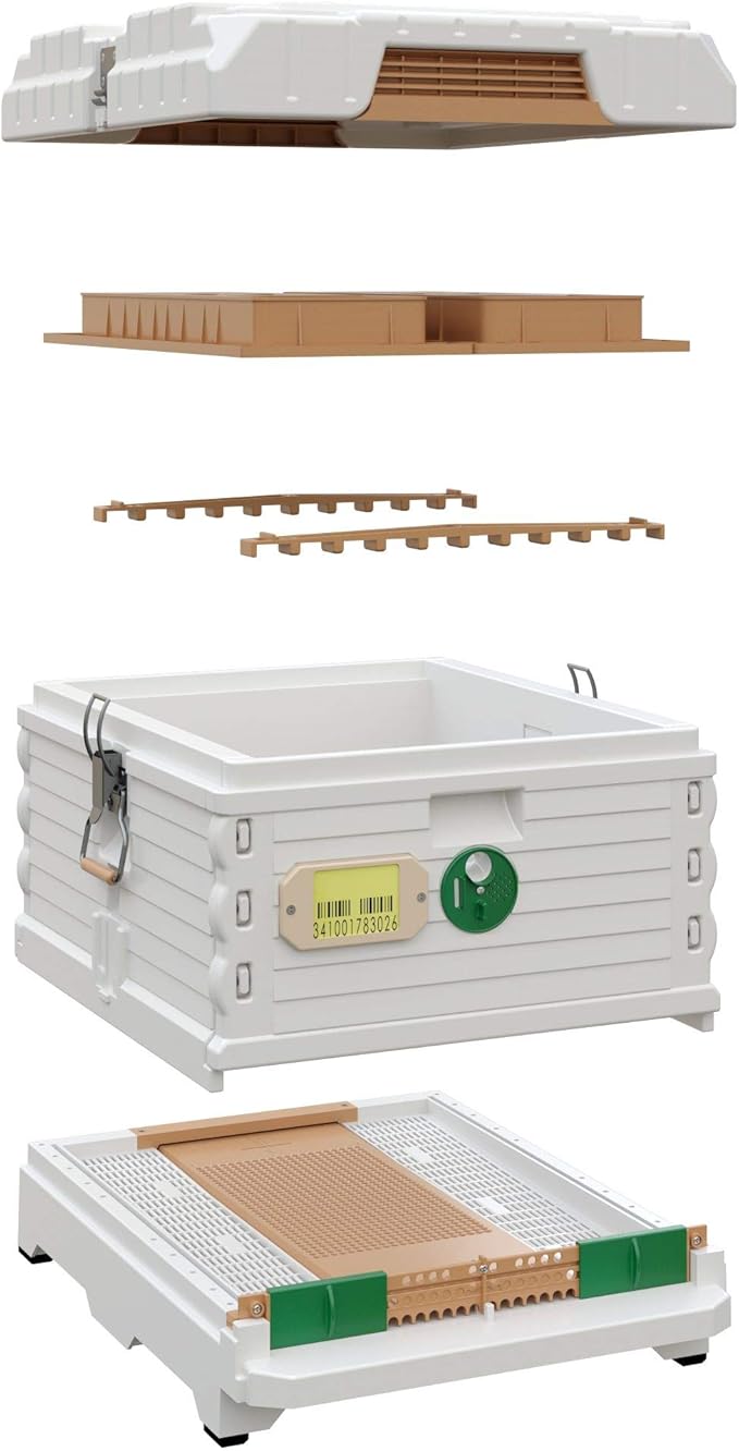 Ergo Insulated 10 Frame Bee Hive Set [NO Frames Included] (Single Hive, White Body Green Entrance)-VerdiqueGarden