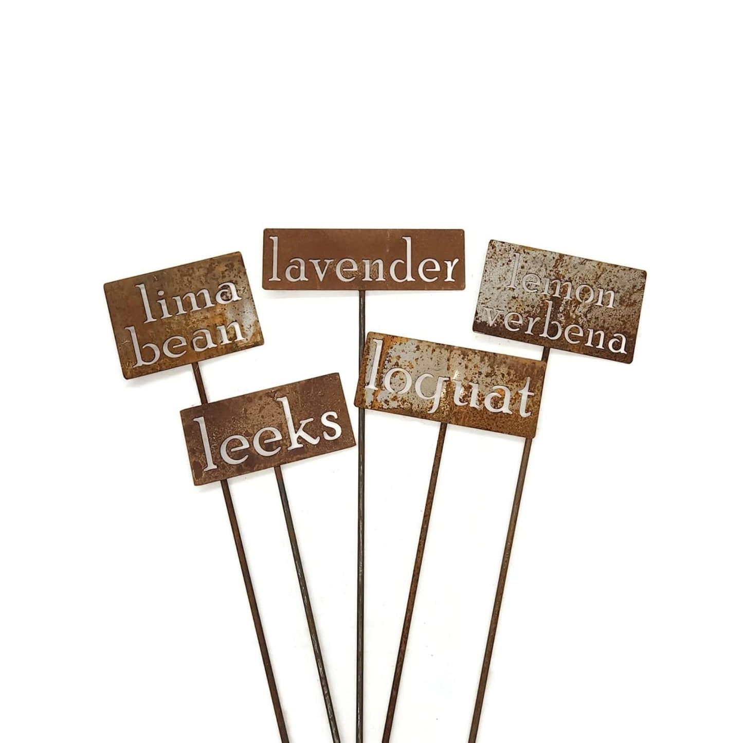 Classic Metal Garden Markers 19 Inches Tall (lima beans, Naturally Rusted)-VerdiqueGarden