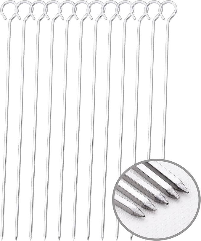 10 inch Barbecue Skewers, HONSHEN Metal BBQ Sticks,12Pack Stainless Steel Square Skewer,Kebob,kabob Sets for Grill Outings Cooking (BBQ Skewers Square 10inch-12p)-VerdiqueGarden