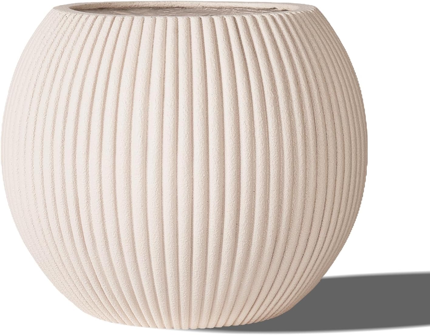 16 Inch Handmade Outdoor Planter - Classic Striped Design | Fiberglass & Composite Material | Durable for Commercial & Home Decor-VerdiqueGarden