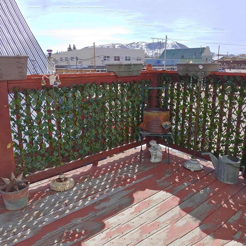 Expandable Fence Privacy Screen for Balcony Patio Outdoor,Decorative Faux Ivy Fencing Panel,Artificial Hedges (Single Sided Leaves)-VerdiqueGarden