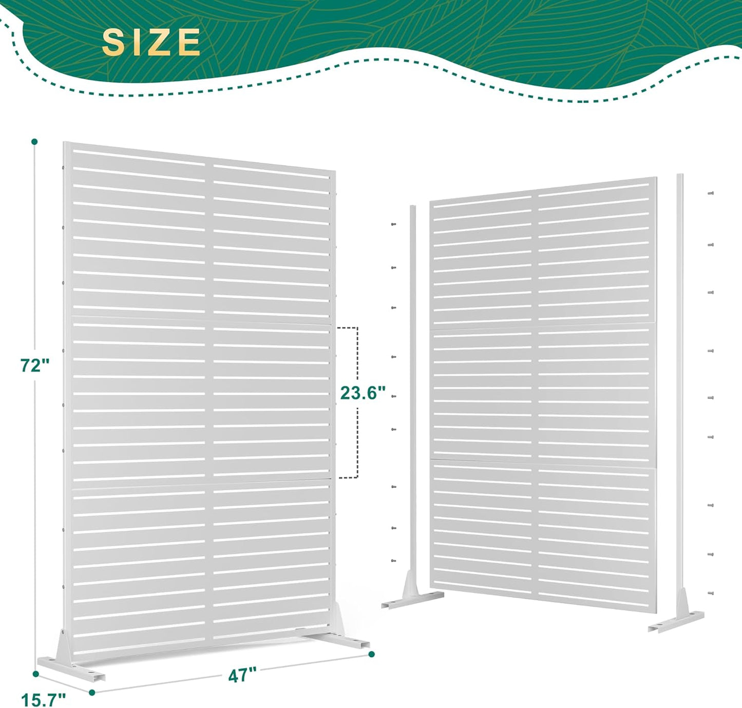 72" H×47" W Metal Outdoor Privacy Screen Freestanding, Panels for Patio Lawn Deck, Freestanding Decorative Privacy Screen for Balcony Yard&Garden(Consists of 3 Panels)-VerdiqueGarden