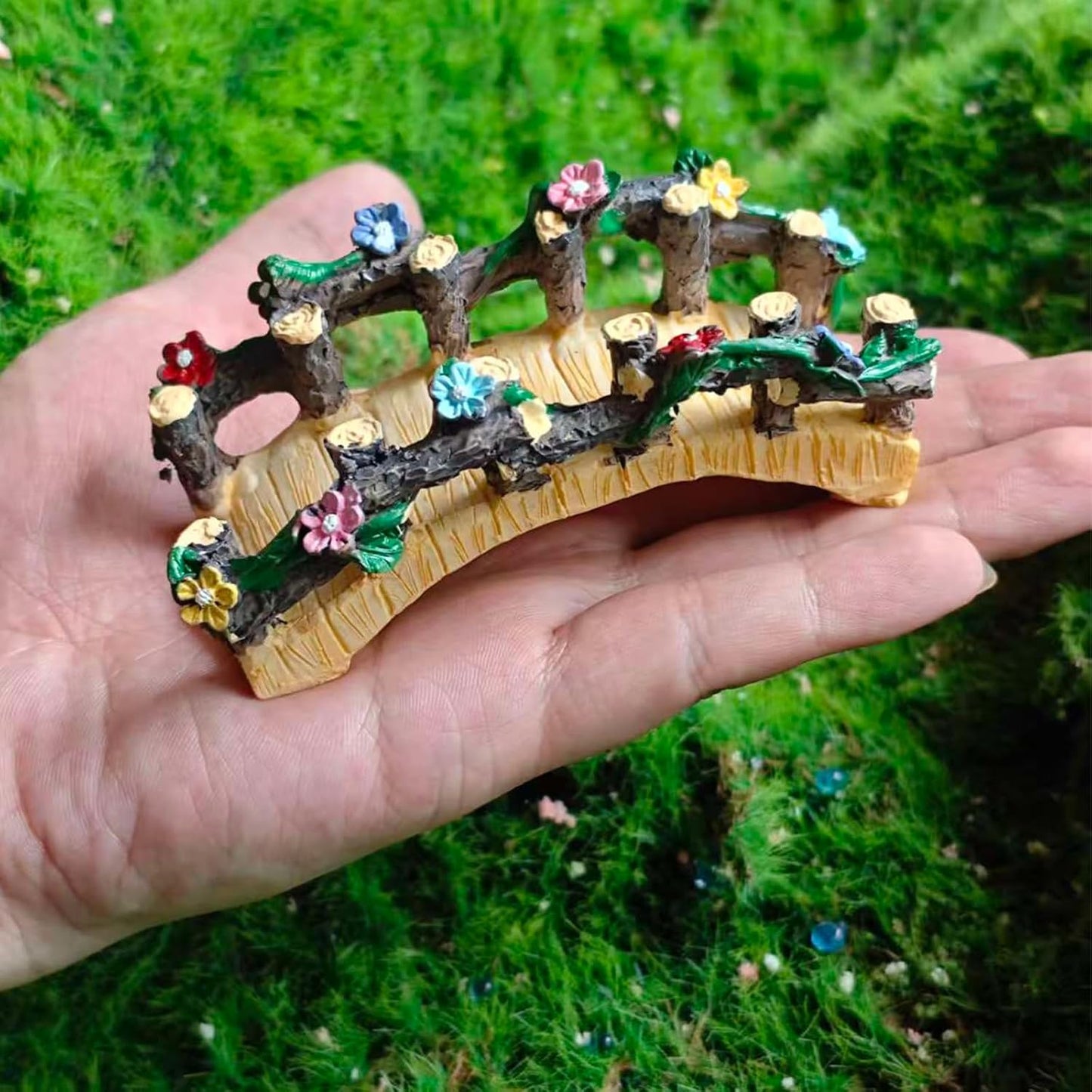 Kai Dream Fairy Garden Bridge,Miniature Resin Bridge Figurine,3.6 * 2 * 1.5 inches, Micro Landscape Tiny Decorative-VerdiqueGarden