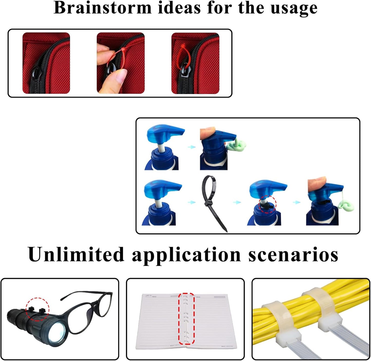 4 Inch White Cable Tie Zip Ties Nylon Zip Ties Plastic Ties 100Pcs-VerdiqueGarden