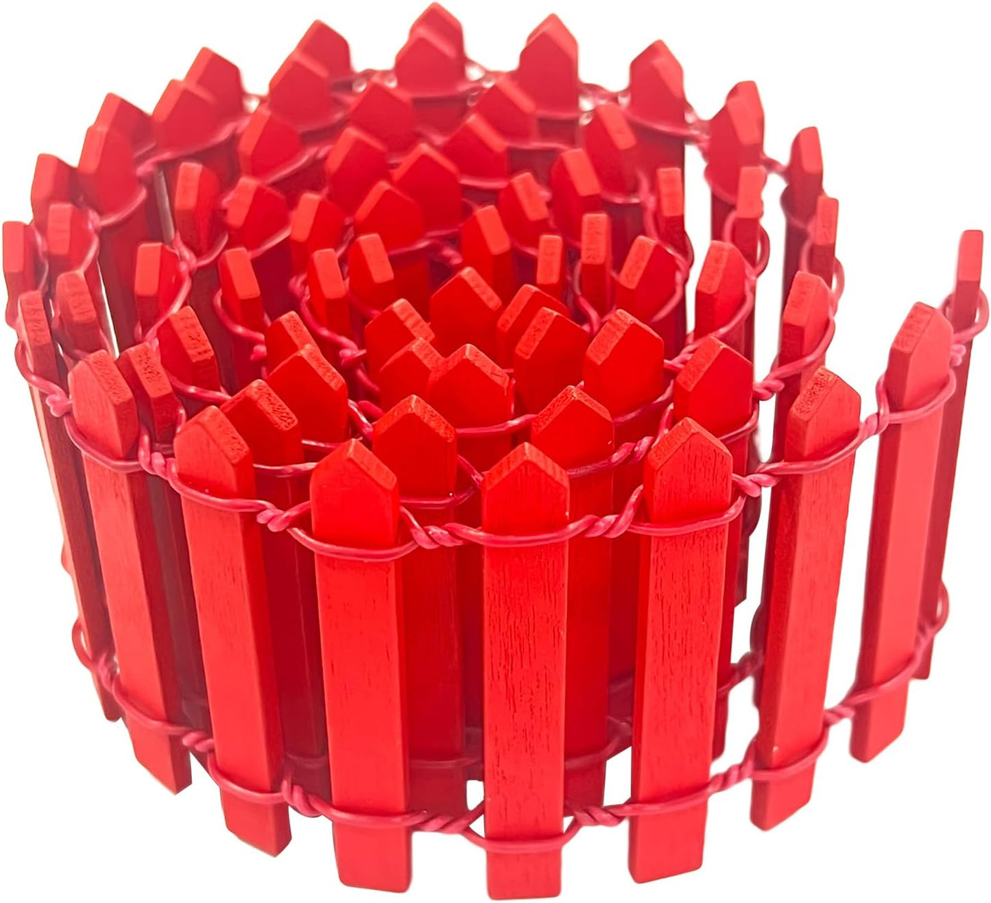 35 Inches Mini Fairy Garden Fence DIY Christmas Small Wood Decorative Picket Fence Micro Landscape Miniature Ornaments for Dollhouse, Crafts, Diorama Project, Plant Pot, Red-VerdiqueGarden