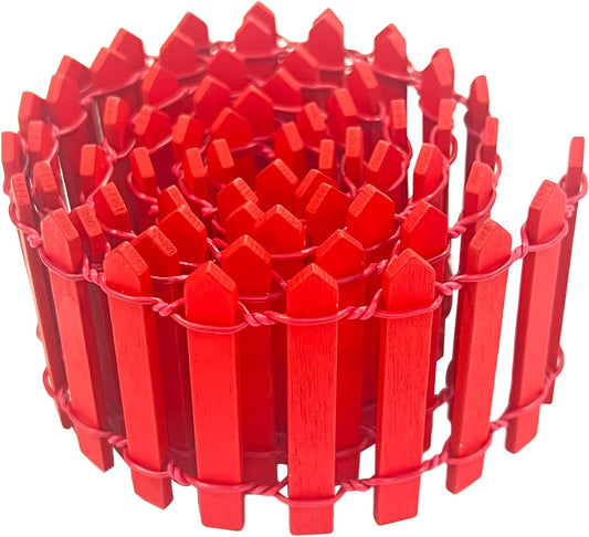 35 Inches Mini Fairy Garden Fence DIY Christmas Small Wood Decorative Picket Fence Micro Landscape Miniature Ornaments for Dollhouse, Crafts, Diorama Project, Plant Pot, Red-VerdiqueGarden