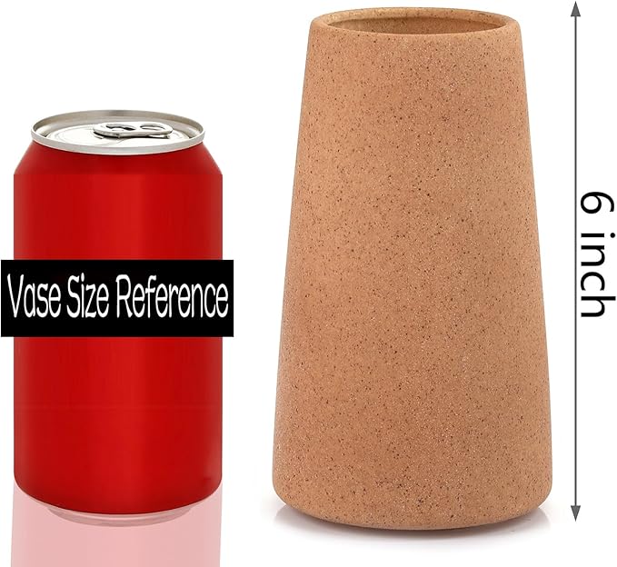 Simple Vase for Flowers Plants, Matte Vases for Modern Table Shelf Home Decor Wedding Boho Decor, 6" H Frosted Elegant Ceramic Vase for Pampas Grass Fluffy Stem Bouquet Lavender Flowers (Brown, 2)-VerdiqueGarden