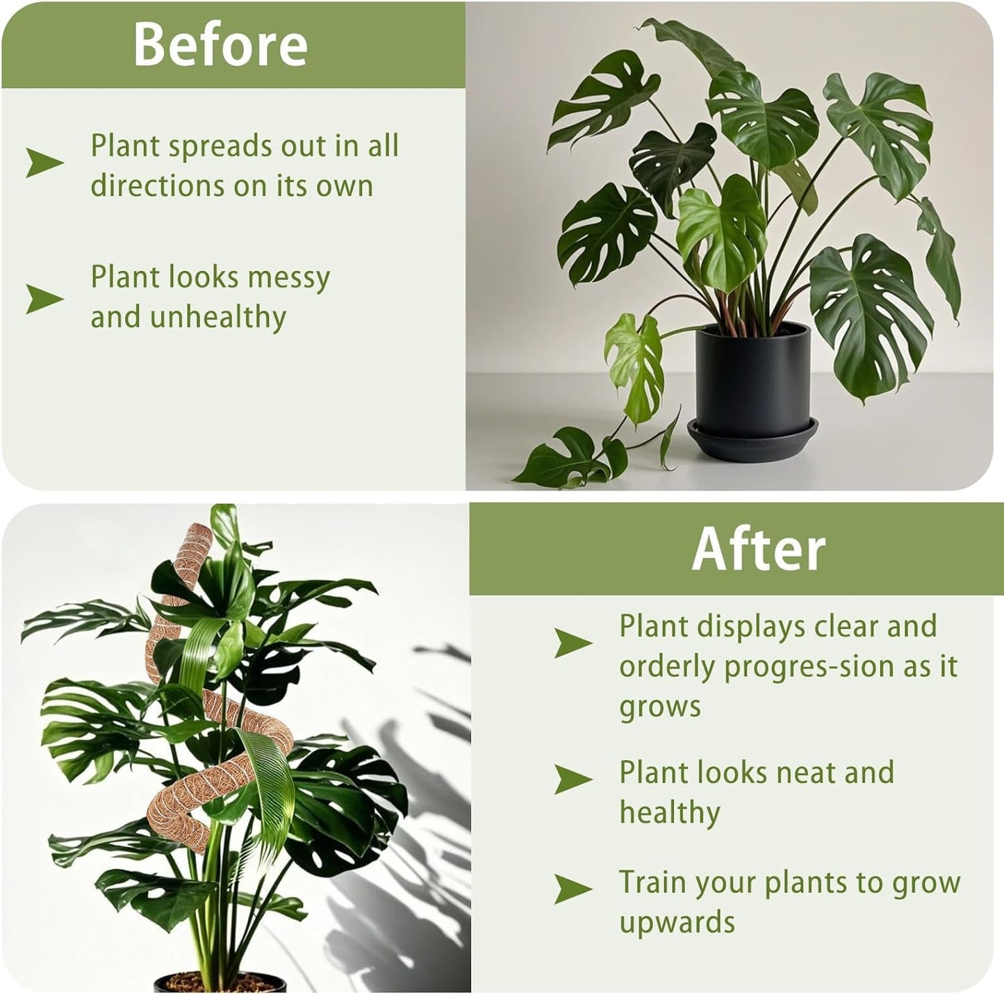 3 Pack Moss Pole, 28" 48" 63" Monstera Plant Support for Climbing Indoor Plants, Bendable Coco Coir Plant Support Stakes for Potted Plants, Pothos, Philodendron-VerdiqueGarden