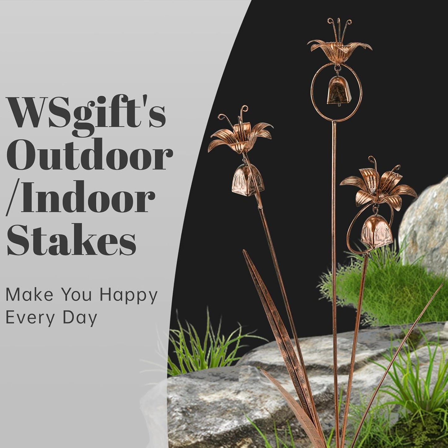 Metal Bronze Calla Lily Flowers with Bells for Outdoor Garden Decor-VerdiqueGarden