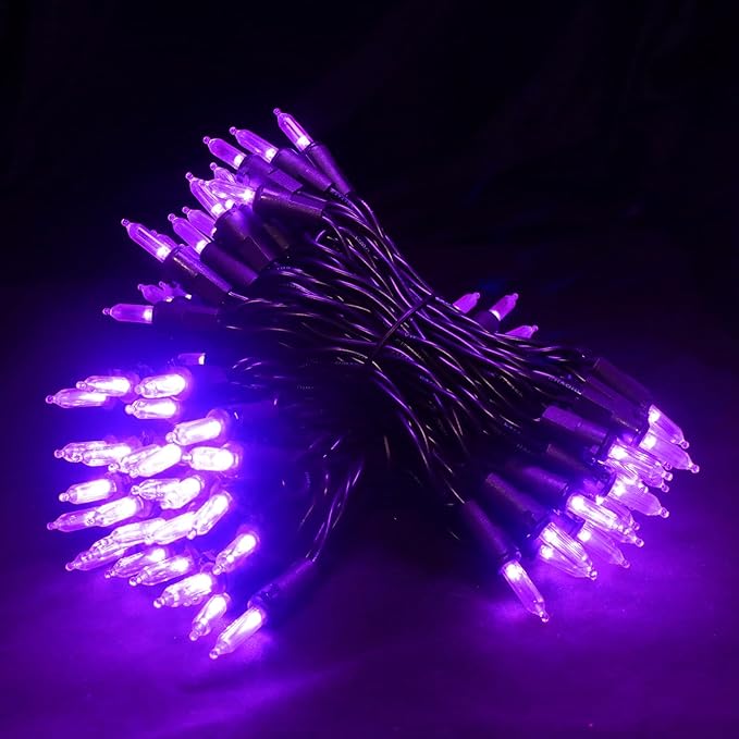 MULTI-SPARKING Purple LED Halloween Lights - 100 Count Purple Christmas String Lights for Tree, Party, Holiday, Indoor and Outdoor Halloween Decorations, 33 Feet Black Wire, UL Certified, Connectable-VerdiqueGarden