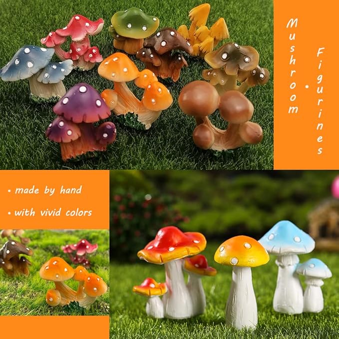 12 Pcs 1.5 to 1.8 Inch Resin Mushroom,Cute Mushrooms Fairy Garden Mushrooms Ornaments for Outdoor Decoration,Home Décor,Cake Decoration,DIY Bonsai Craft …-VerdiqueGarden