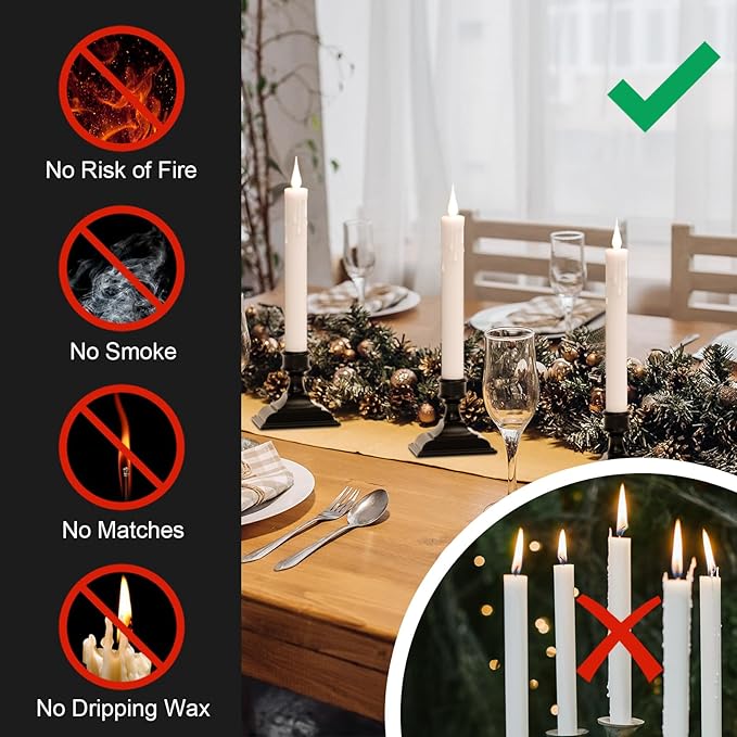 DRomance Flameless Window Candles with Remote Timer, 4 Pack White LED Flickering, Dripping Wax Effect, Suction Cups Included-VerdiqueGarden