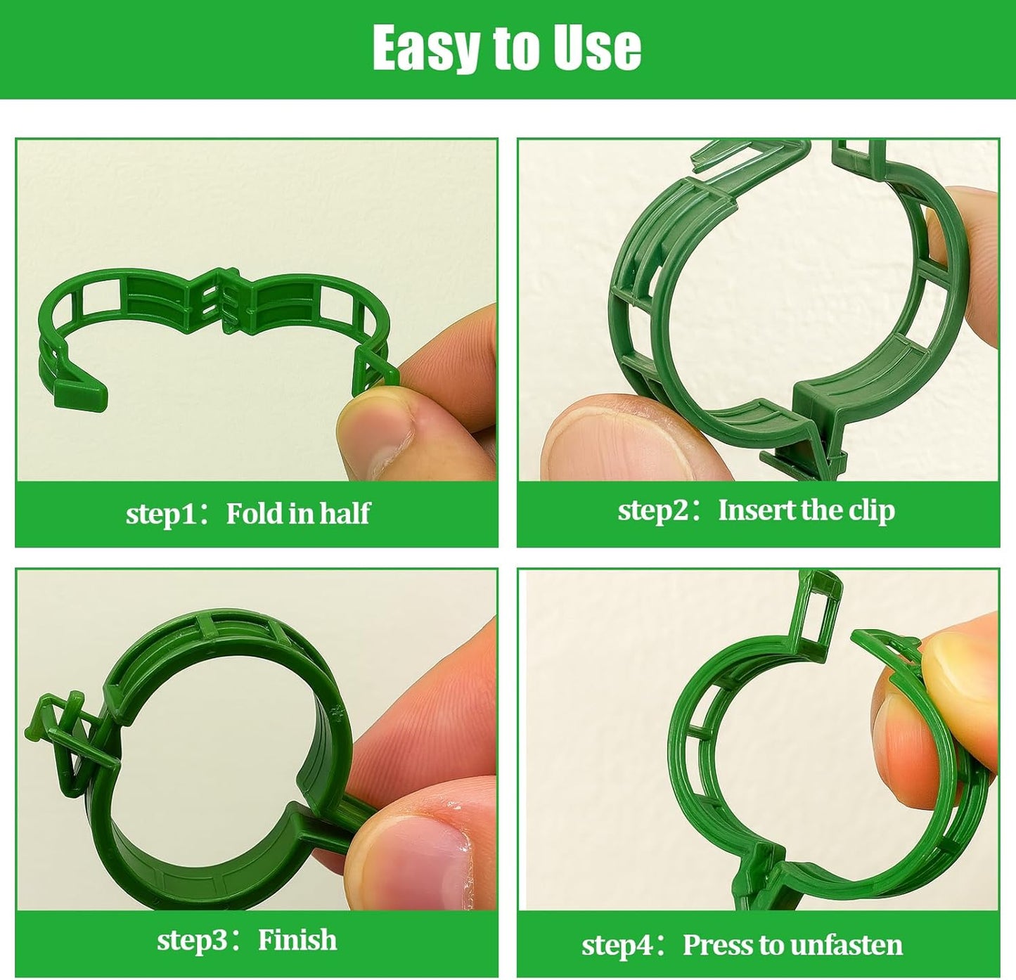 300 PCS Green Plant Fixing Clips,Plant Support Clips, Tomato Clips, Plastic Trellis Clips,Garden Clip for Fixing Stem and Vine-VerdiqueGarden