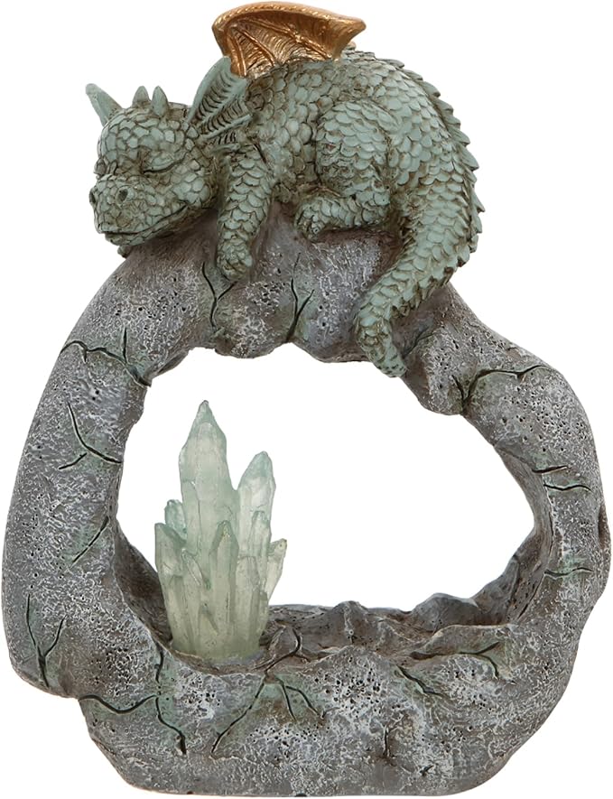 Solar Powered Dragon Statue ，Garden Decor with Crystal LED Lights Handmade Waterproof Resin Dinosaur Outdoor Patio Lawn Sculpture Perfect Christmas (Crystal Dragon)-VerdiqueGarden