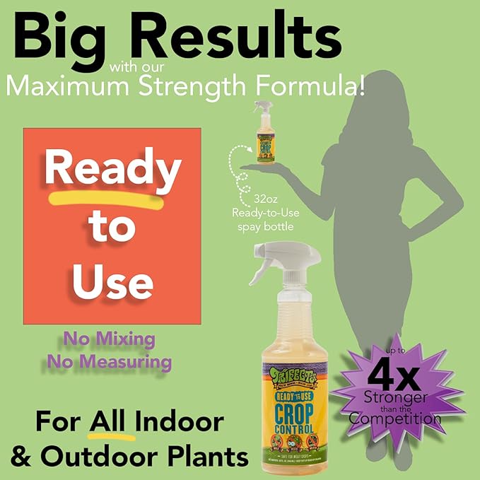 Trifecta Crop Control Ready to Use Maximum Strength Natural Pesticide, Fungicide, Miticide, Insecticide, Help Defeat Spider Mites, Powdery Mildew, Botrytis and Mold on Plants 32 OZ Size-VerdiqueGarden