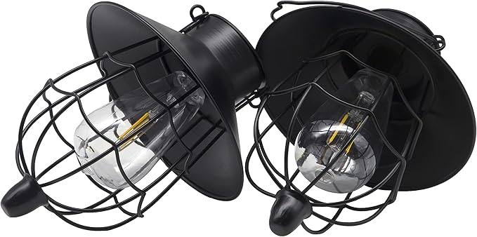 YAKii 2 Pack Solar Lantern Hanging Waterproof Outdoor Metal Solar Lamp with Warm White Light Decorate for Yard Garden Pathway Patio Porch Decor (Black)-VerdiqueGarden