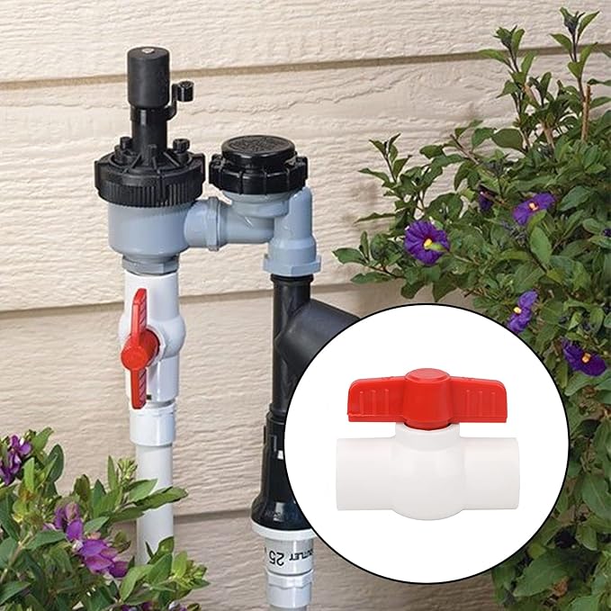6Pcs 1/2" PVC Ball Valve Water Pipe Shut-off Valve Socket with Red T-Handle for Cold Water Supply lines, Irrigation Pipe fitting System(Socket x Socket), Schedule 40-VerdiqueGarden