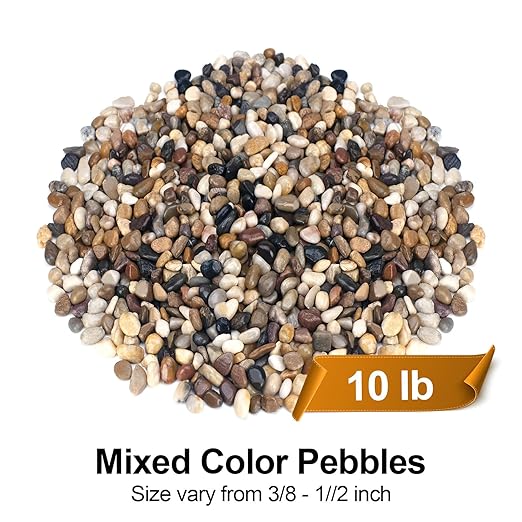 10 lbs Pebbles for Indoor Plants, Succulent, Bamboo, Vase, 3/8" Plant Rocks for Pots Indoor, Small River Rocks Decorative Pea Gravel, Highly Polished-VerdiqueGarden