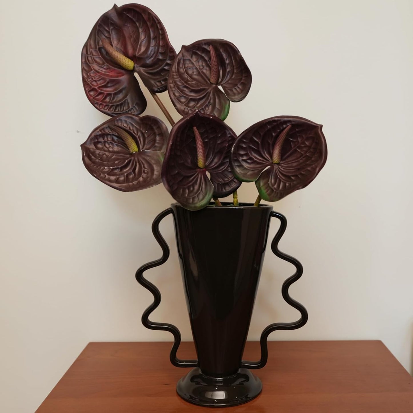 Wild Works Dark Brown Rotary Vase, 9.85” Tall Vintage Decor Vases Medieval Flower Vessel Living Room Entrance Personalized Simple Wabi Sabi Decorative Ornament Ceramic Ornament-VerdiqueGarden