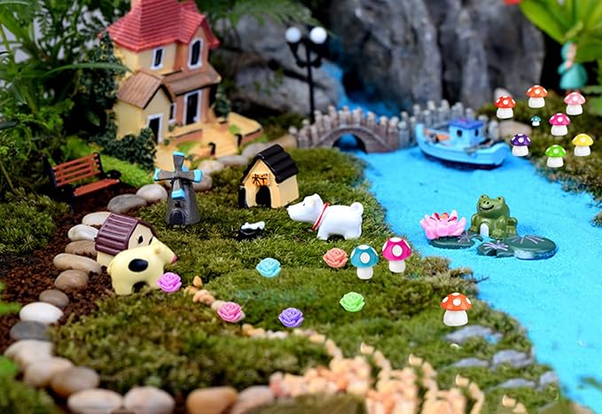 105 Miniature Fairy Garden Accessories, Fairy Garden Kit, Fairy Garden Animals, Miniature Figurines, Micro Landscape Ornaments Kit, Garden DIY Kit for Dollhouse Decoration Plant House Decor-VerdiqueGarden