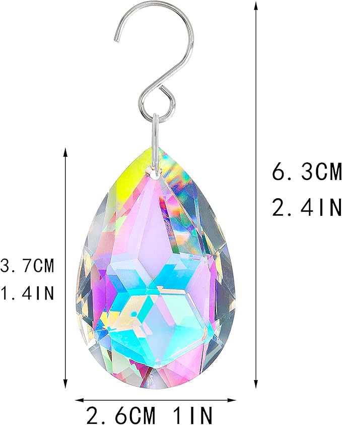 10pcs 38mm Suncatcher Crystal Teardrops Chandelier Parts,Chandelier Crystal Prisms Pendants with Hook,Hanging Crystals for Lamp Window Christmas Tree Decoration(AB Colors)-VerdiqueGarden