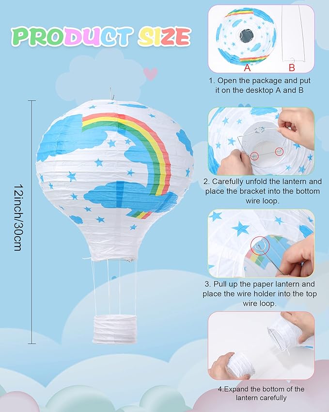 Treela 20 Pcs Hanging Hot Air Balloon Paper Lanterns 12 Inch Hot Air Balloon Decorations Centerpieces Reusable Chinese Japanese Paper Lantern for Birthday Wedding Baby Shower Christmas Party Festival-VerdiqueGarden