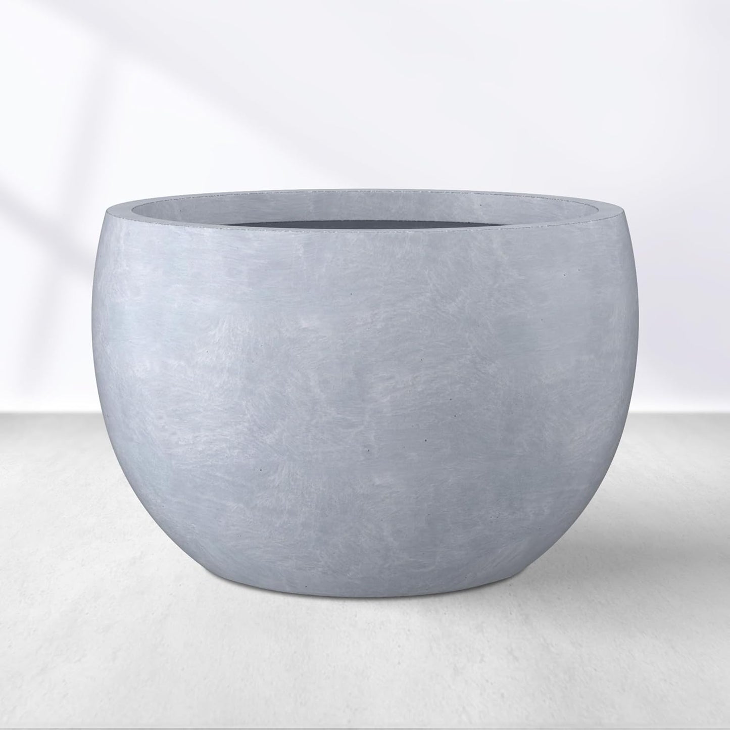 Kante 11.8" Dia Round Concrete Planter, Outdoor/Indoor Large Bowl Plant Pots with Drainage Hole and Rubber Plug for Garden Patio Balcony Home, Gray-VerdiqueGarden