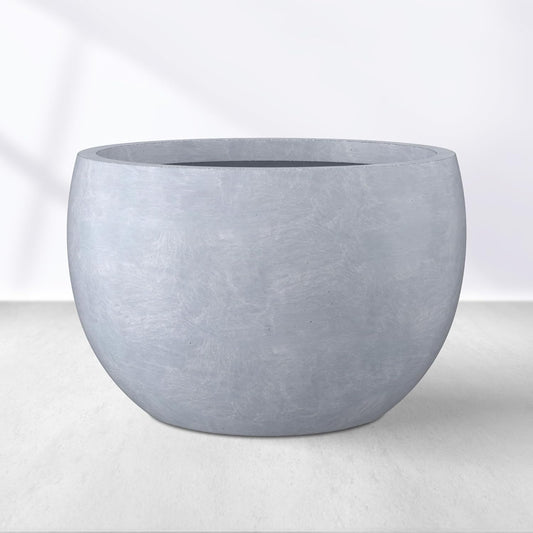 Kante 11.8" Dia Round Concrete Planter, Outdoor/Indoor Large Bowl Plant Pots with Drainage Hole and Rubber Plug for Garden Patio Balcony Home, Gray-VerdiqueGarden