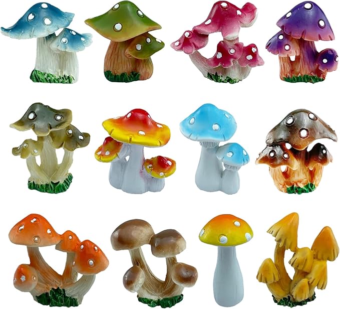 12 Pcs 1.5 to 1.8 Inch Resin Mushroom,Cute Mushrooms Fairy Garden Mushrooms Ornaments for Outdoor Decoration,Home Décor,Cake Decoration,DIY Bonsai Craft …-VerdiqueGarden