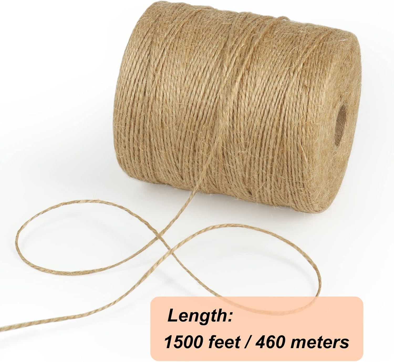 Tenn Well 1500 Feet Natural Jute Twine, 1mm Thin Brown Twine String for Crafts, Crocheting, Gift Wrapping, Gardening and Christmas Decorations-VerdiqueGarden