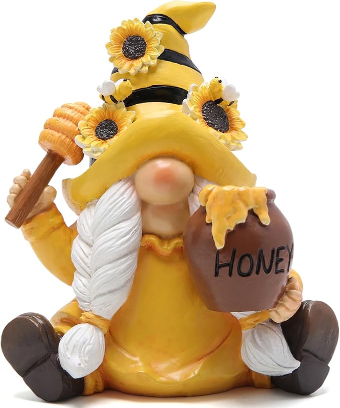 Hodao Bumble Bee Spring Gnome Decorations Honey Bee Gnomes Ornaments World Bee Day Decorations Gifts Summer Gnomes Figurines Honey Bee for Garden Decor Bee Birthday Gifts for Mom, Women, Grandma-VerdiqueGarden