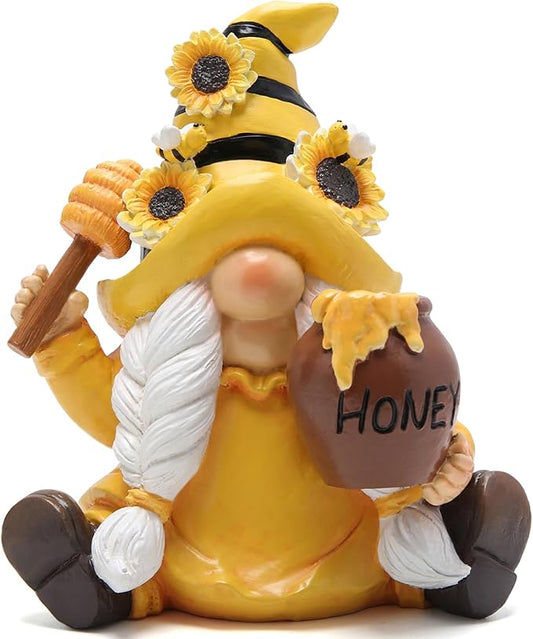 Hodao Bumble Bee Spring Gnome Decorations Honey Bee Gnomes Ornaments World Bee Day Decorations Gifts Summer Gnomes Figurines Honey Bee for Garden Decor Bee Birthday Gifts for Mom, Women, Grandma-VerdiqueGarden